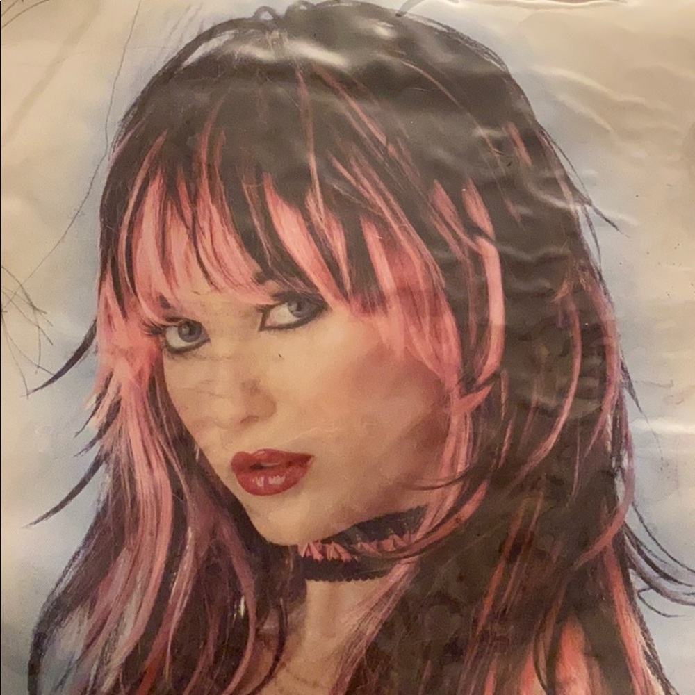 Pink & black wig
